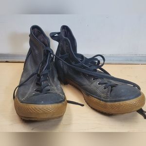 Converse All Star Leather Black Mens Shoes Size 12.